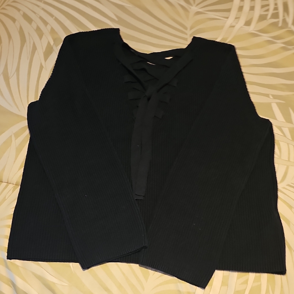 LOFT Black Ribbed Knit Sweater